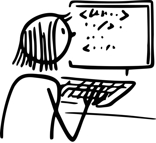 Eine Person programmiert am Computer